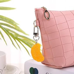 Orange Petal Car Keychain, 2026 New Decorative Fruit Key Holder, Bag Charm Accessory, Men Women Creative Interesting Novelty Stylish Mini Simulated Food Fruit Keychain Key-ring Pendant