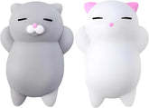 Nutty Toys Squishy Cat Set - 2 Soft Silicone Kawaii Kitties Top Stress Relief Toy 2023 Unique Gifts for Teens Kids Women Men Adults Best Teenage Girls Teen Boy Tween Christmas Stocking Stuffers Idea