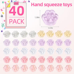 Miaopen 40pcs Mini Kawaii Cat Paw Squishy Toys for Kids, Transparent, Animal Theme, Squishy Toy, Squeeze-Toys, Ages 3+