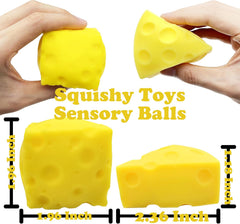 ZTATU Cheese Squishy Fidget Toys Stress Balls for Adults (2PCS) Cheese Squeeze Stress Ball Sensory Fidget Toys, Stress Relief Gifts Party Favors Easter Basket Stuffers