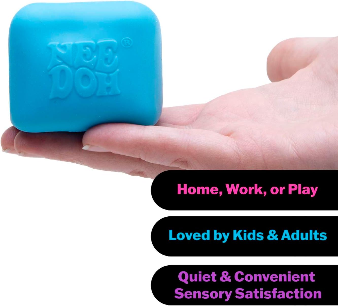 Schylling NeeDoh Nice Cube Glow - Sensory Toy with a Super Solid Squish - Glows in The Dark and Always Returns to its Square Shape - Ages 3 and Up - Color May Vary; One Cube Per Pack