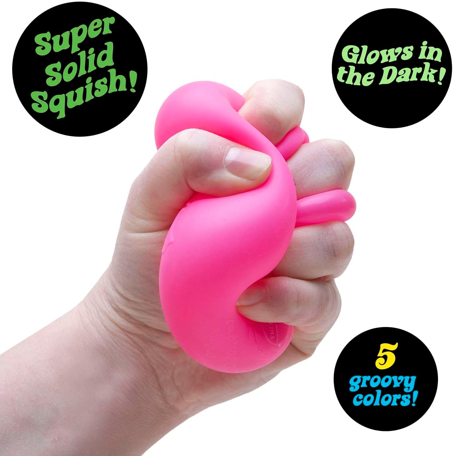 Schylling NeeDoh Nice Cube Glow - Sensory Toy with a Super Solid Squish - Glows in The Dark and Always Returns to its Square Shape - Ages 3 and Up - Color May Vary; One Cube Per Pack