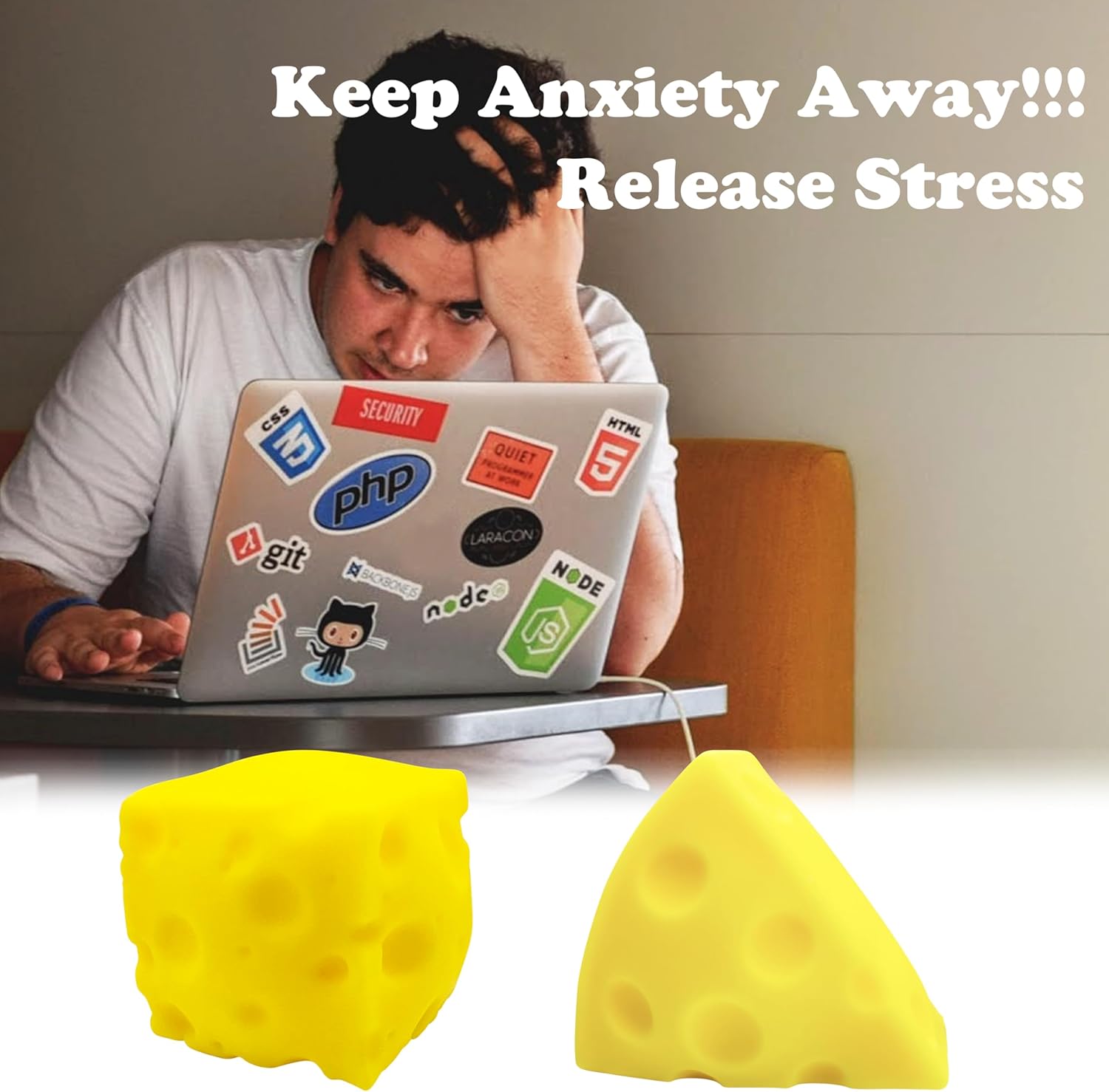 ZTATU Cheese Squishy Fidget Toys Stress Balls for Adults (2PCS) Cheese Squeeze Stress Ball Sensory Fidget Toys, Stress Relief Gifts Party Favors Easter Basket Stuffers