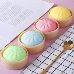 MEIEST 4 PCS Colorful Dumpling Squishy Stress Balls Fidget Sensory Toy,Squeeze Dough Ball Stress Relief Hand Toy,Anti-Anxiety Bun with Food Steamer Stretchy Desk Toys 4 Dumpling 1.6 inches