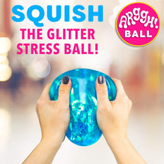 Power Your Fun Arggh Glitter Stress Ball for Adults and Kids - Medium Squishy Stress Ball Fidget Toy, Anti Stress Sensory Ball Squeeze Toy Stress Balls (Blue)